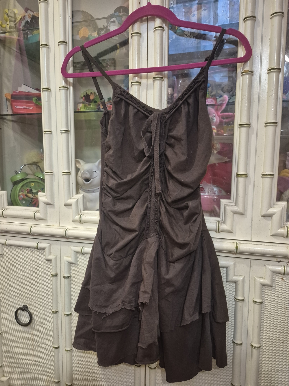 Urban Outfitters Chocolate Brown Ruched Tiered Slip Dress